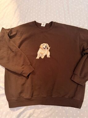Golden Labrador Dog Embroidered Sweatshirt with Labrador Embroidery